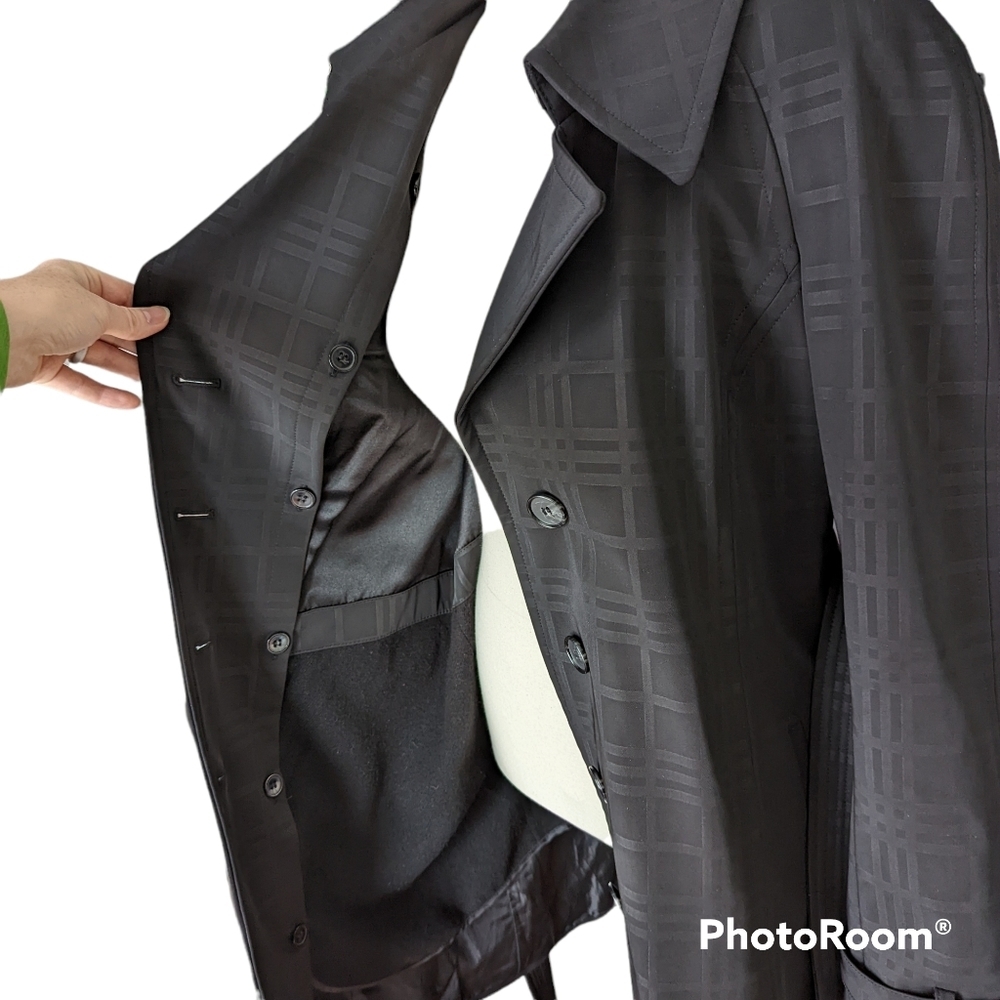 Hilary Radley Black Heavy-Weight Trench Coat Size SP - Picture 4 of 8